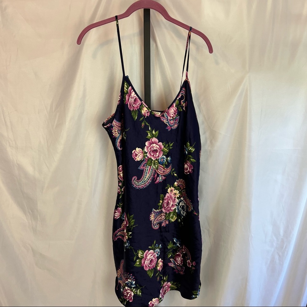 Intimate Moods Vintage Floral Print Lingerie Slip Dress, size Large